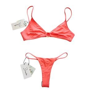 Bamba Ringleader Bikini Top (Large) & Bahama Cheeky Bottoms (Small), Coral NWT